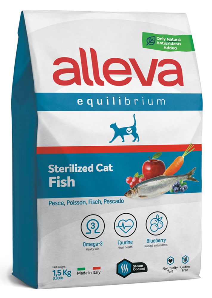 ALLEVA EQUILIBRIUM CAT д/к Sterilized Fish / кастр котов и стерил кошек c рыбой 1,5 кг