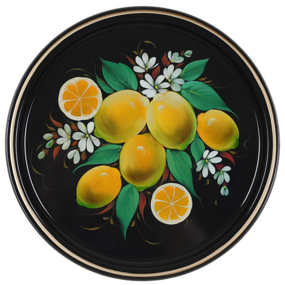 Жостовский поднос декоративный, размер 30 см (A9), металлический