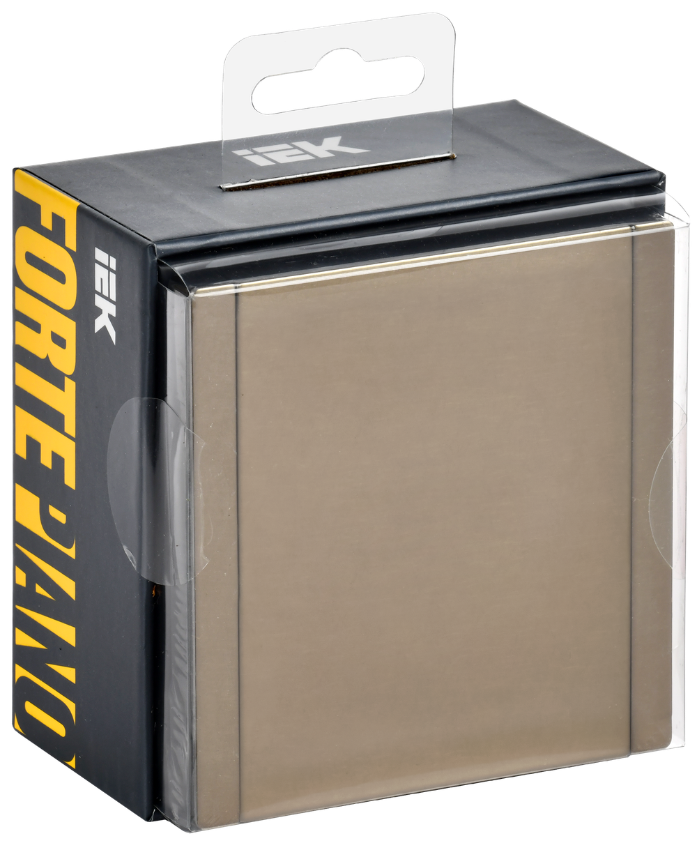 FORTE&PIANO Розетка 1-местная с заземлением с защитными шторками и крышкой винтовое крепление 16А IP44 FP621M металл шампань IEK