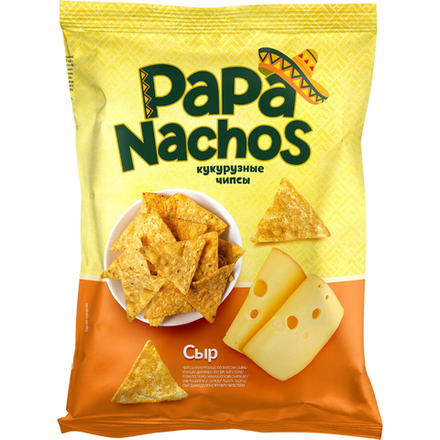 Чипсы кукурузные Papa Nachos со вкусом сыра 75 гр