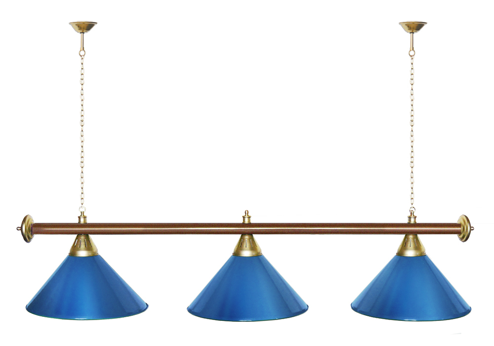 Лампа STARTBILLIARDS 3 пл. (плафоны зеленые,штанга золотая,фурнитура золото)