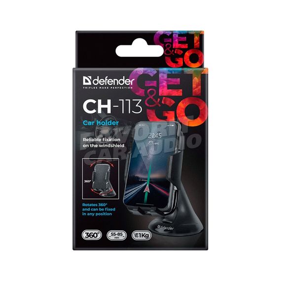 Держатель Defender CH-113 присоска шарнир чёрный