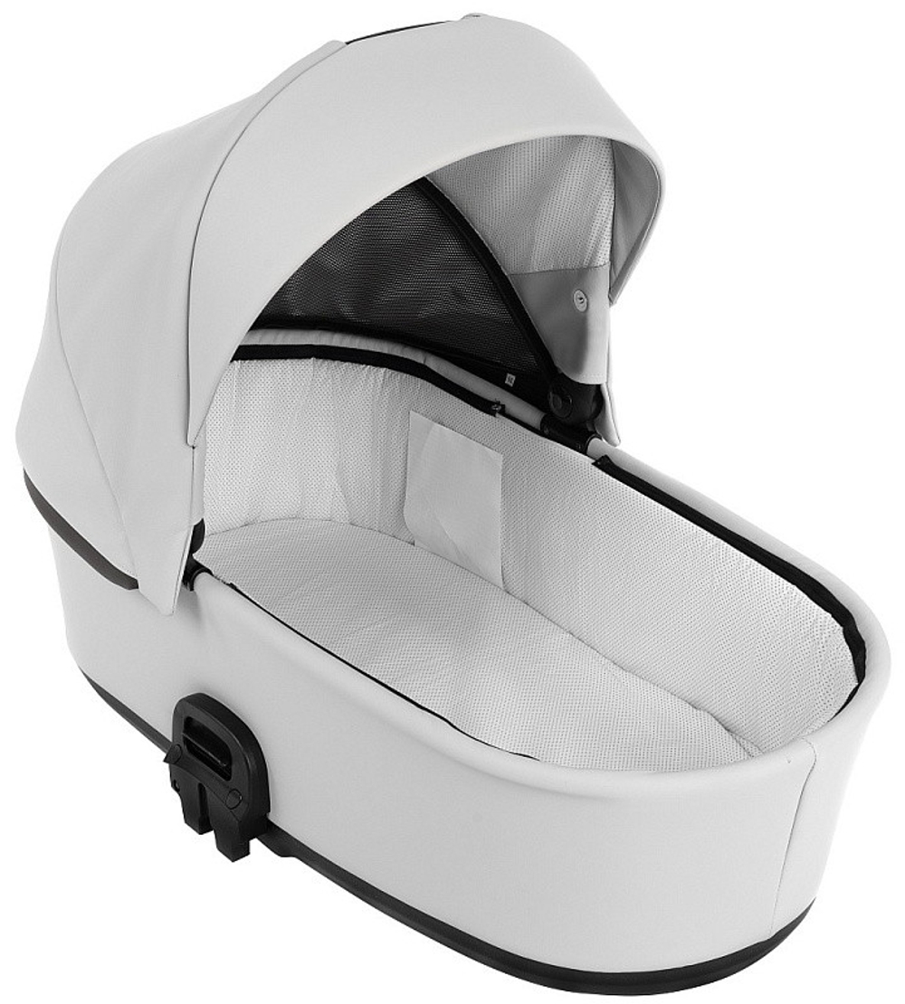 Детская коляска Roan Esso Кожа 3 в 1 с автокреслом Tutis Elo Lux EduSky Black ESSK/215/1 White/Black/руч.Тем.коричневый