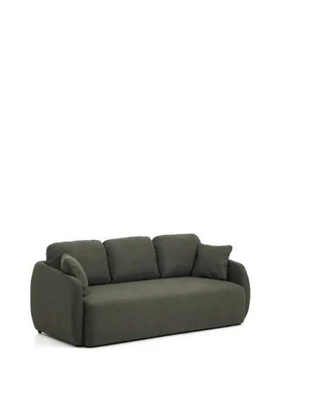 Трехместный диван-кровать Laira из темно-зеленого шенилла 218 см