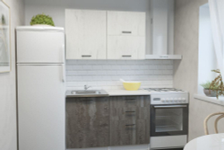 Кухонный гарнитур Сиена мини 1000 мм (Дуб грей/Бетон темный/Белый, Сосна)