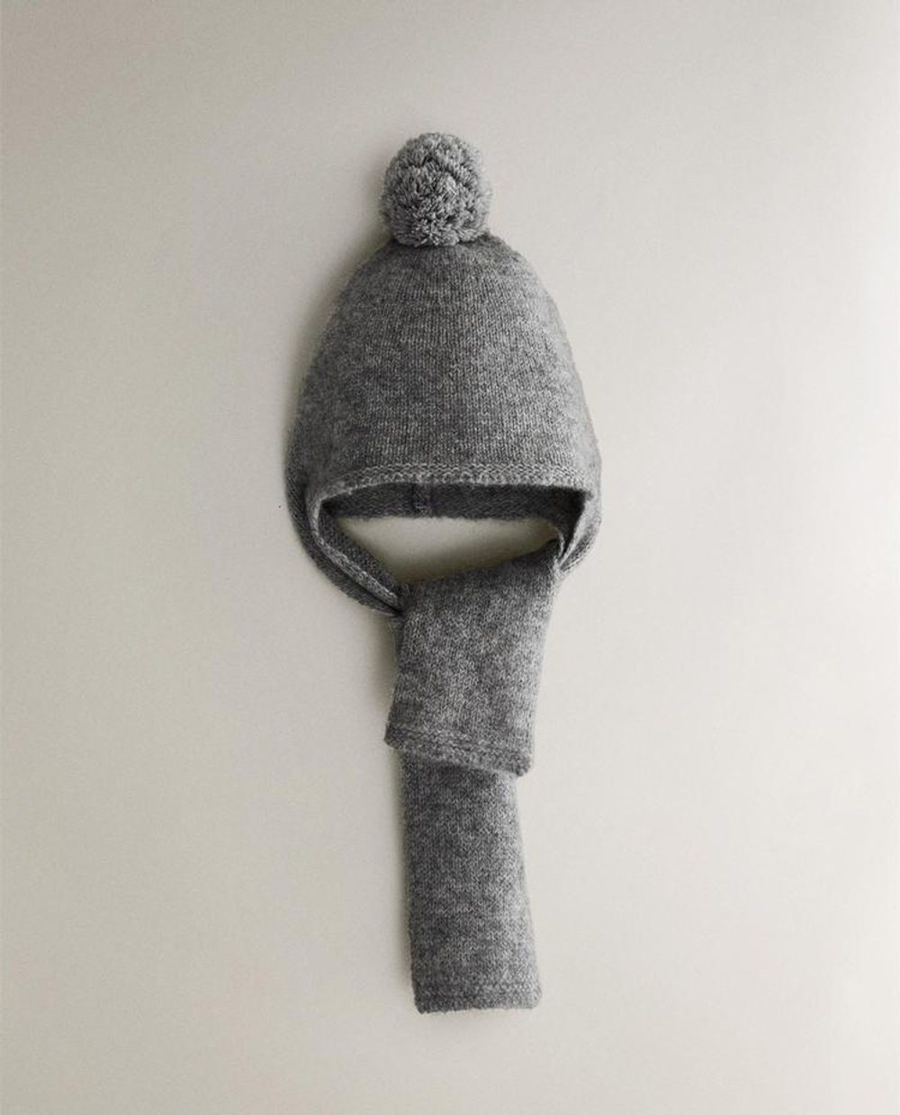ZARA HOME КАШЕМИРОВАЯ ШАПКА С ШАРФОМ, СЕРЫЙ