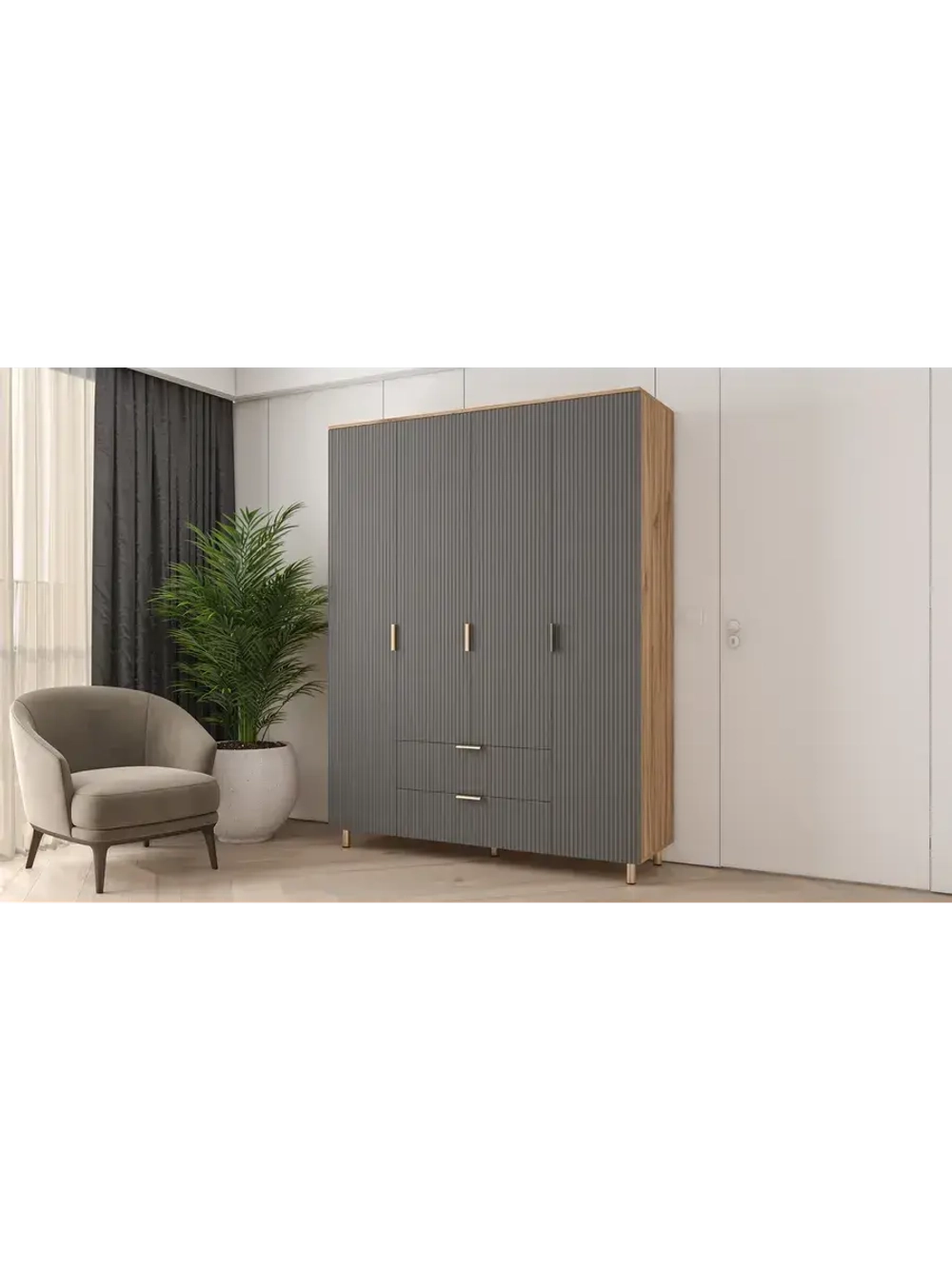 Шкаф распашной 160х50х210 с ящиками Birmingham 11