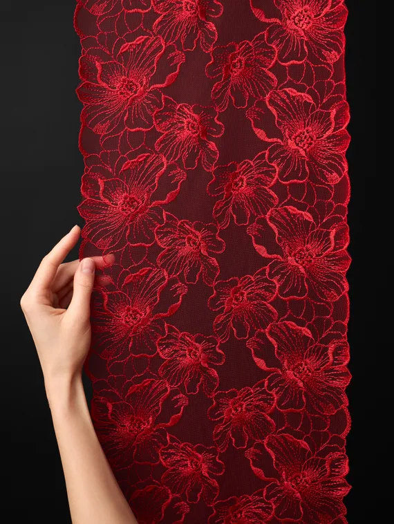 05-172 ОПТ Вышивка на неэл. сетке 25 см, красный 100