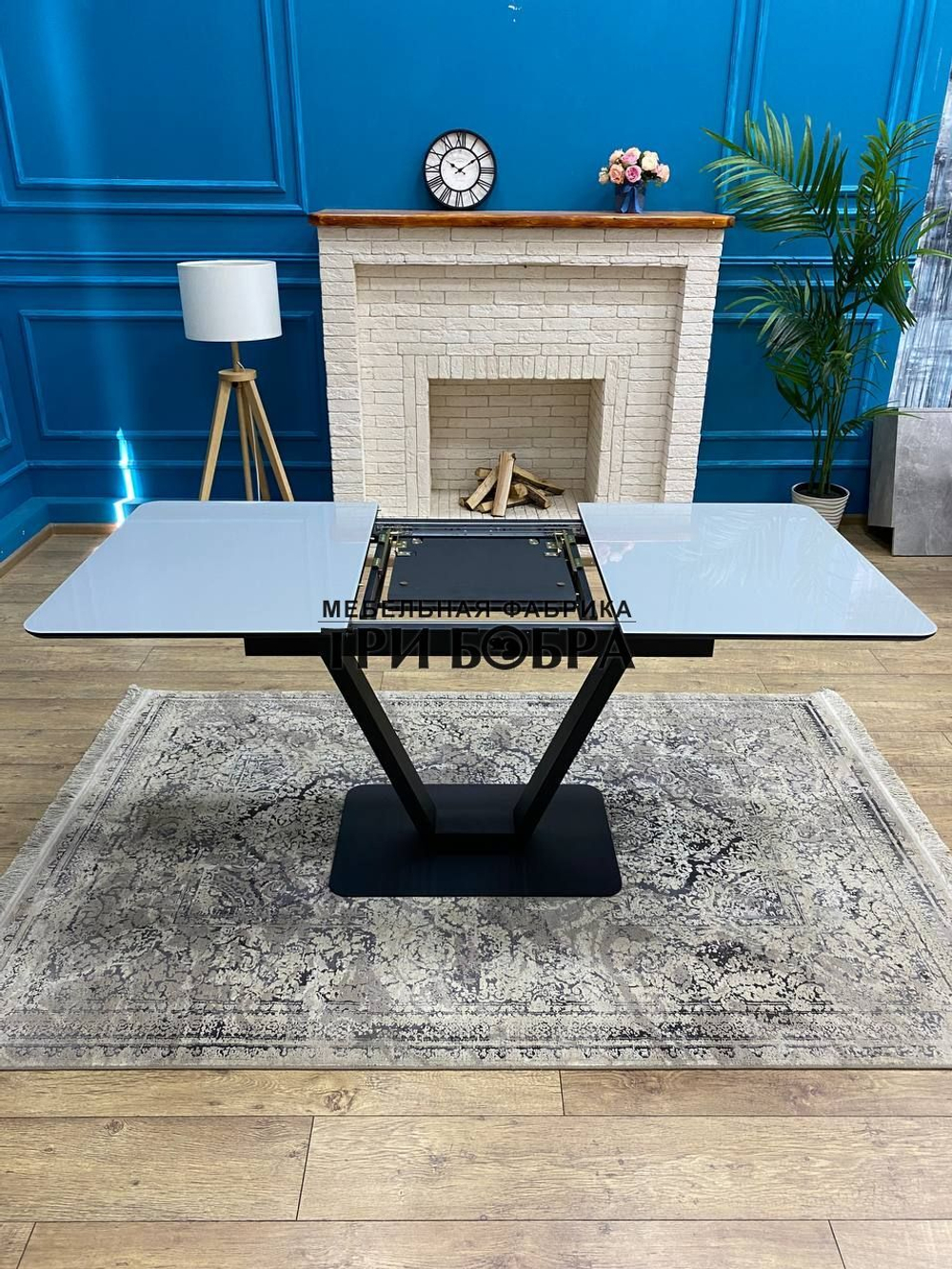 Кухонный раздвижной стол "Леон", металлик