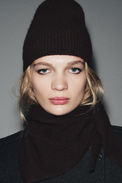 ZARA БАНДАНА ИЗ СМЕСОВОЙ ШЕРСТИ, КОРИЧНЕВЫЙ