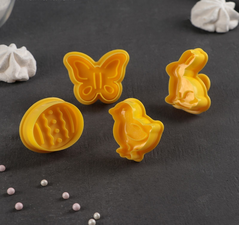 Набор плунжеров кондитерских Пасхальный, 4 шт, 5х5 см