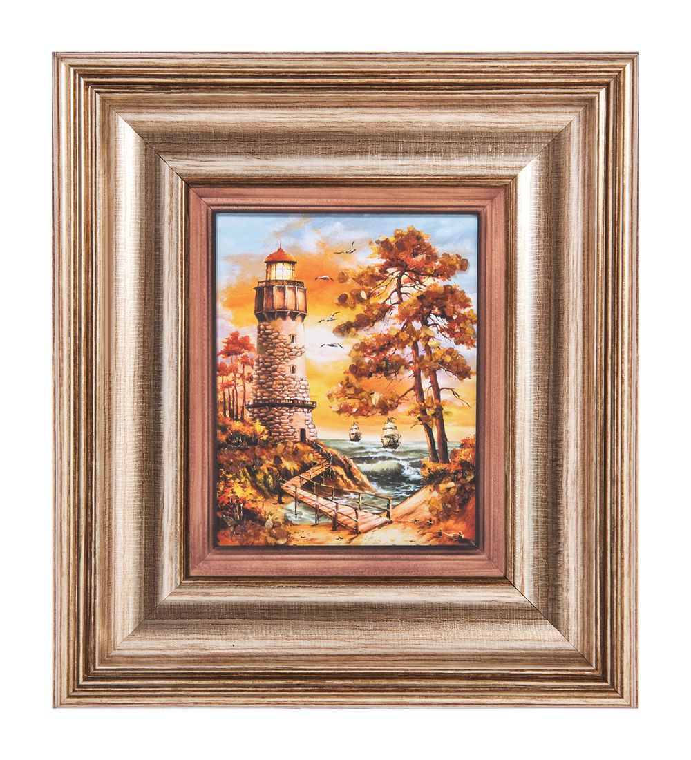 AMB-04/31 Картина «Маяк надежды» (с янтарной крошкой) H-18см