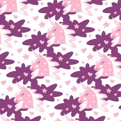 Купить детскую ткань Волшебные пони. Единороги в облаках. Magic unicorn in clouds fabric print.