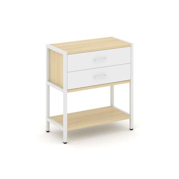 Shelf System Односекционный стеллаж двухярусный с ящиками SN.STM-212 Акация Лорка/Белый/Металл Белый