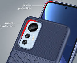 Чехол синего цвета с рельефной фактурой для смартфона Xiaomi Mi 12 Lite 5G, мягкий отклик кнопок, серии Onyx от Caseport