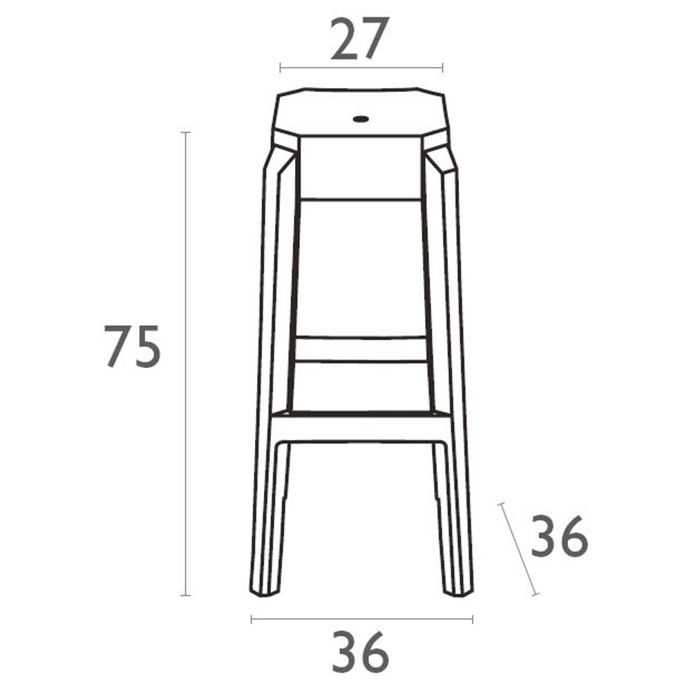 Табурет прозрачный барный, Siesta Contract Fox 75, прозрачный