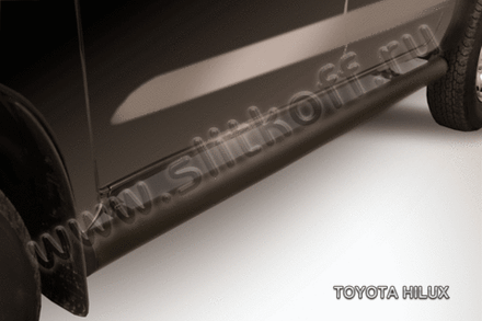 Пороги стальные Toyota Hilux (2004-2011) d76 труба (серебристые)