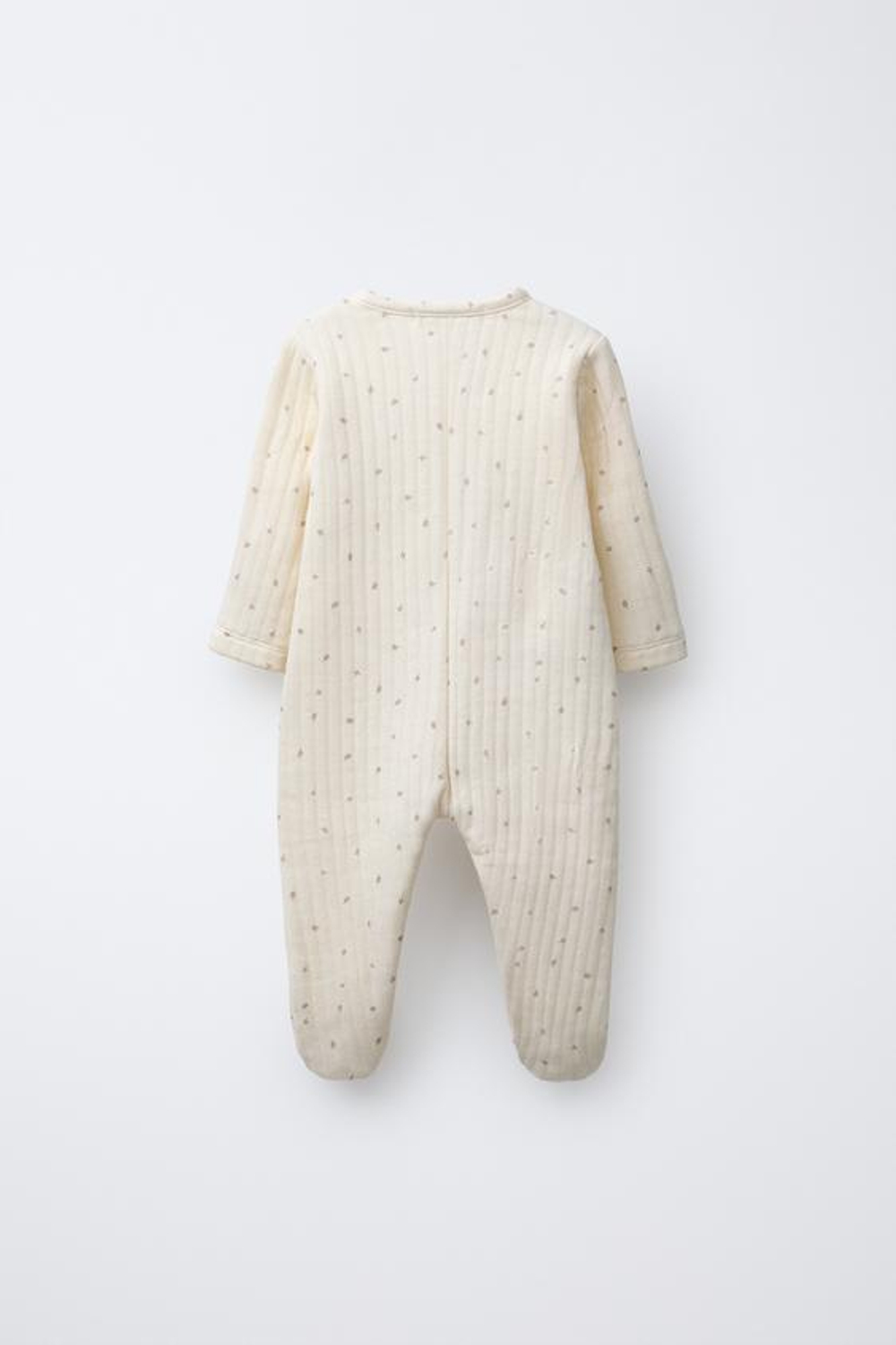 ZARA СТЕГАНЫЙ КОМБИНЕЗОН С ПРИНТОМ «ВЕТОЧКИ», ЭКРЮ