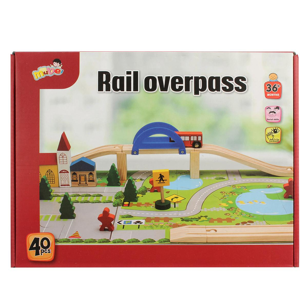 Развивающая игрушка Деревянная дорога 40 эл, коробка C-41887