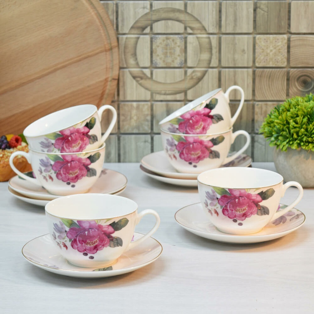 Чайный набор 12 предметов 280мл "Пион", Jewel