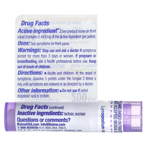 Boiron, Lycopodium Clavatum, 200CK, для облегчения вздутия и газообразования, примерно 80 гранул