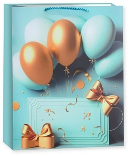 Пакет подарочный, Праздничные шары, Дизайн №4, 40*31*12 см.