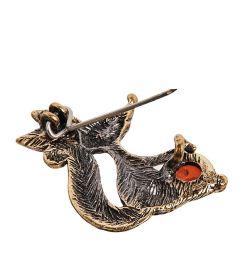 AM-2369 Брошь «Белка» (латунь, янтарь)