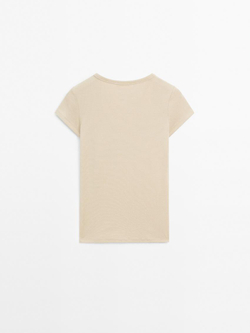 Massimo Dutti Футболка из смесового хлопка, светло-зеленый