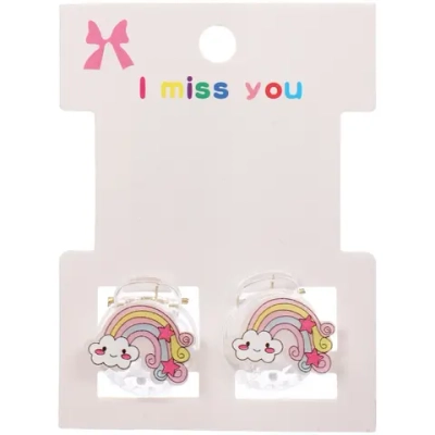 Заколки – крабы детские для волос 2шт на блистере «МАРЦИПАН», Радуга, 1,2см