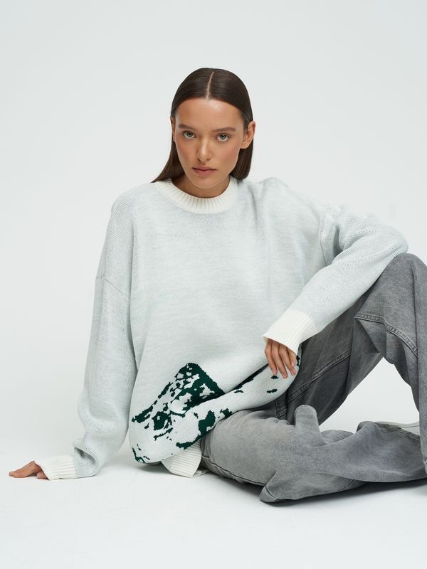 Свитер оверсайз Горы молочный - фото 5