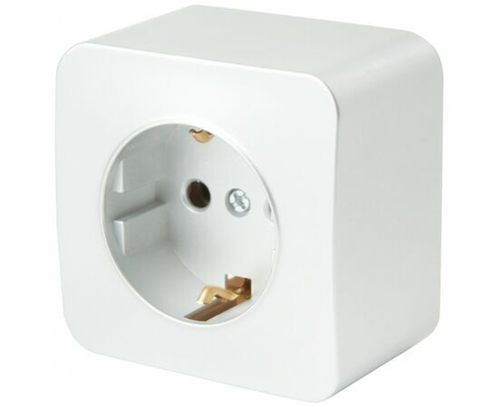 Розетка 1-местная с заземлением открытой установки, 250В, 16А, IP20, серия София, белый, MST16-11-01, STEKKER 49302