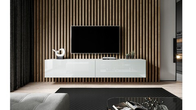 ТВ-тумба Виго большая Серый камень 0112 / Белый Фасадный 0101 180*42*30 см, Серый камень, Белый Фасадный   Фиеста