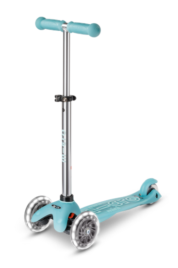 Самокат Mini Micro Deluxe Glow Plus (светящийся) LED ледниковый аква