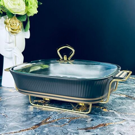 Lenardi 133-284 Сервировочный мармит 33см ЭЛЛАДА на подставке в под.уп.(х4)Фарфор