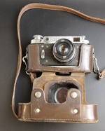 Фотоаппарат "ФЭД-2" с объективом "Индустар" в оригинальном кофре с коробкой , металл, стекло, кожа, Харьковский машиностроительный завод им. Дзержинского (ФЭД), СССР, 1961-1979 гг.