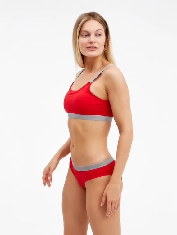 Комплект женский (топ, трусы), цвет красный МИКС, размер 44-46