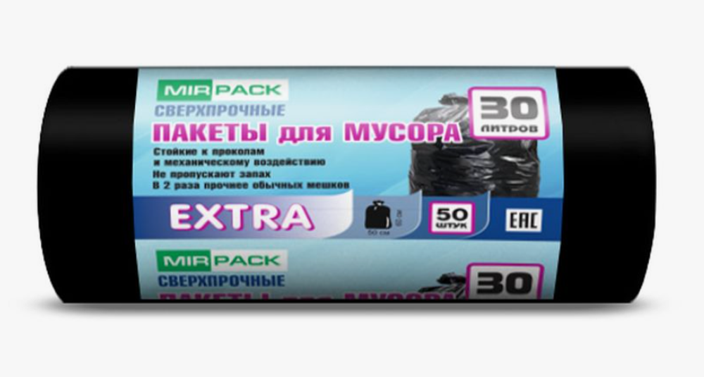 Мешки д/мусора MIRPACK 30л EXTRA 12мкм 50шт.