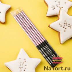 Набор свечей для торта «Престиж» (розовый металлик, 15 см) 6 шт