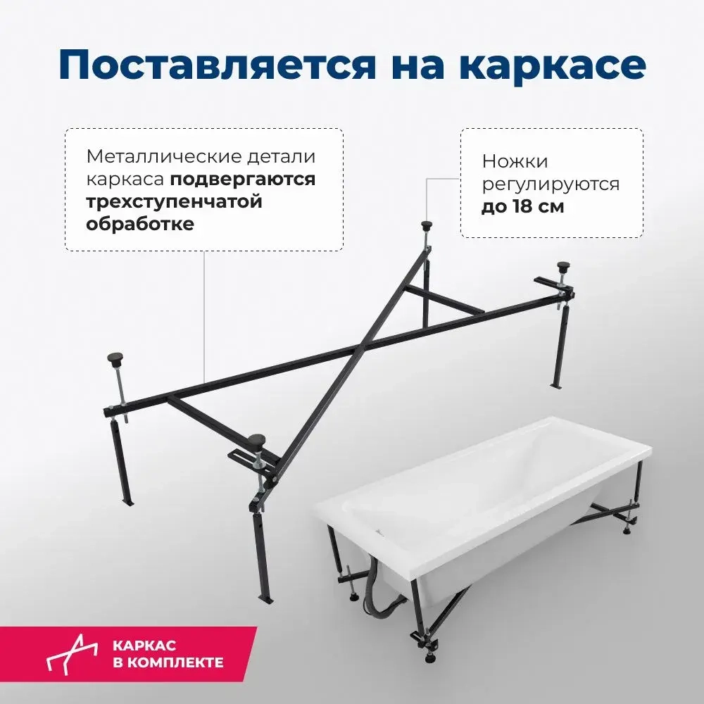 Акриловая ванна Aquanet Bright 170x70 (с каркасом)