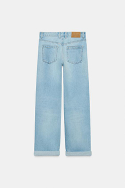 ZARA ДЖИНСЫ Z1975 RELAXED FIT СО СРЕДНЕЙ ПОСАДКОЙ И ОТВОРОТАМИ. ГОЛУБОЙ