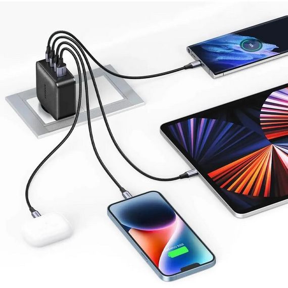 Сетевое зарядное устройство Ugreen CD224 USB-A+3*USB-C 65W GaN (70774) черный