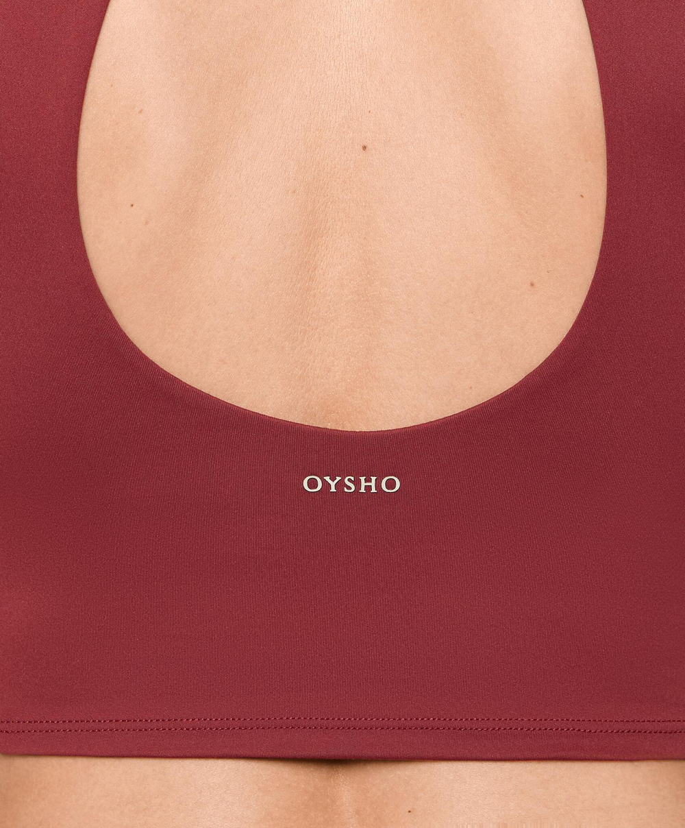 Oysho Топ-майка Comfortlux с вырезом халтер, бордовый