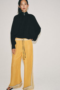 ZARA РУБАШКА С ВОРОТНИКОМ-СТОЙКОЙ ZW, ЧЕРНЫЙ