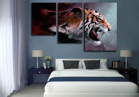 Модульная картина "Агрессивный тигр"