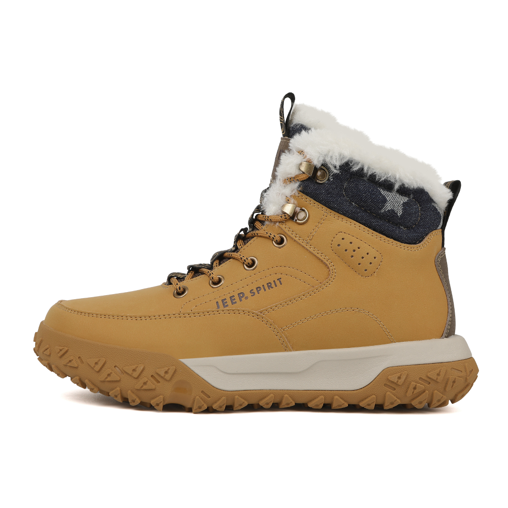 JEEP SPIRIT Yellow Boots Thermal Abrasion Resistant Height Increasing Short Combat Boots Men"s Sunrise Yellow