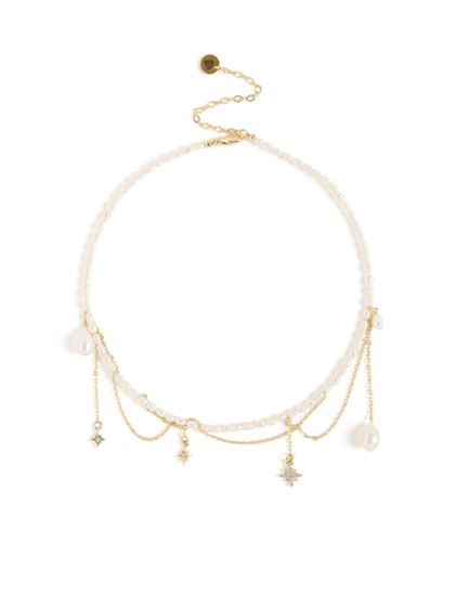 Колье "Pearl Trio Stars" Gold