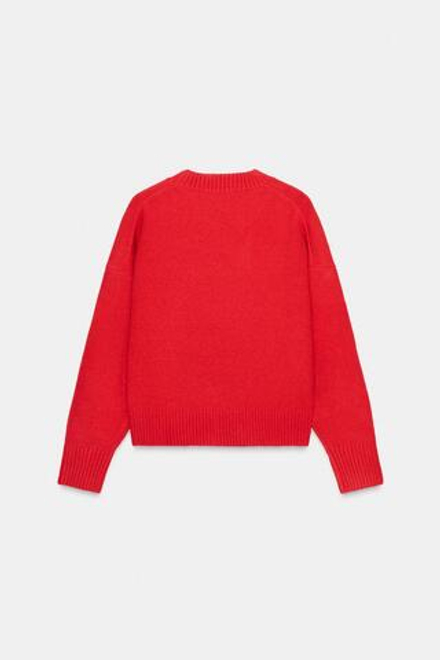 ZARA ОДНОТОННЫЙ СВИТЕР ИЗ МЯГКОГО ТРИКОТАЖА, КРАСНЫЙ