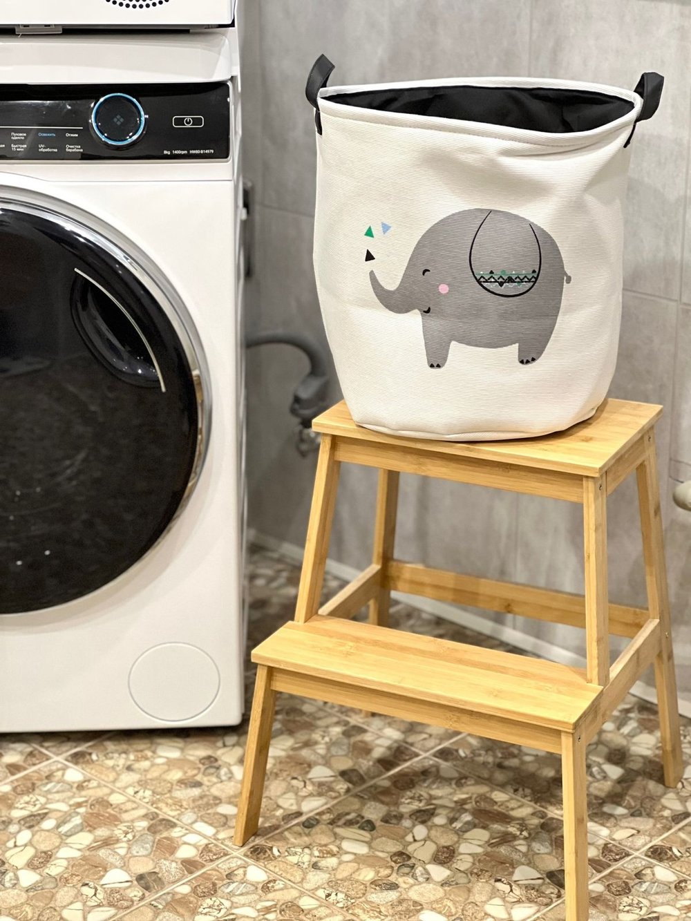 Корзина для белья текстильная (слоник)