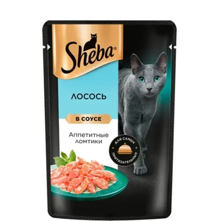 Ломтики в соусе лосось, 75г влажный корм для кошек Sheba