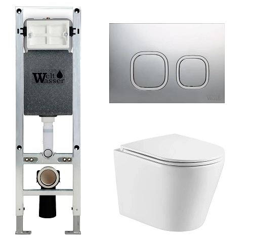 Унитаз с инсталляцией WeltWasser AMBERG 350 ST + SALZBACH 043 GL-WT + AMBERG RD-CR